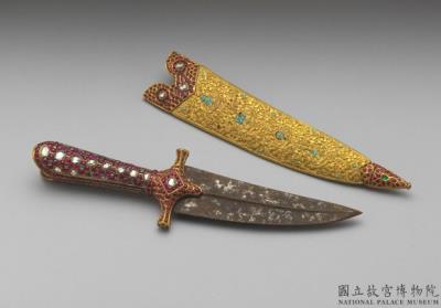 图片[3]-Ceremonial evil-eradicating gilt knife with gem inlay, Qing dynasty, 18th-19th century-China Archive